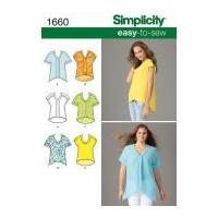 Simplicity Ladies Easy Sewing Pattern 1660 Shaped Hemline Loose Fit Tops