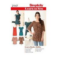 Simplicity Ladies Easy Learn to Sew Sewing Pattern 2147 Tunics, Dresses & Belt