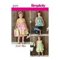 Simplicity Childrens Sewing Pattern 2171 Dress, Top, Pants, Bag & Hair Accessory
