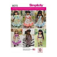 Simplicity Crafts Easy Sewing Pattern 8071 Vintage Style Doll Clothes for 18inch Doll