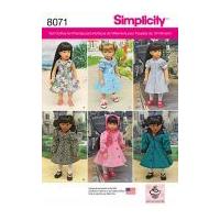 Simplicity Crafts Easy Sewing Pattern 8072 Retro Style Doll Clothes for 18inch Doll