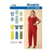 Simplicity Ladies Plus Sizes Easy Sewing Pattern 1446 Easy Pull on Tops, Shorts & Pants