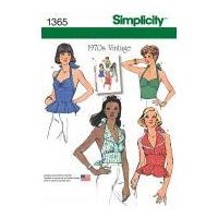 Simplicity Ladies Sewing Pattern 1365 1970's Vintage Style Tops