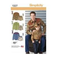 Simplicity Mens & Boys Sewing Pattern 1327 Smart Shirts