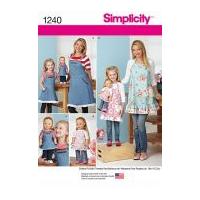 Simplicity Ladies, Girls & Dolls Easy Sewing Pattern 1240 Matching Aprons