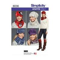 Simplicity Ladies Easy Sewing Pattern 8036 Jersey Knit Hats, Scarves, Cowls & Boot Covers