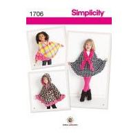 Simplicity Childrens Easy Sewing Pattern 1706 Fleece Capes & Ponchos