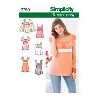 simplicity ladies easy sewing pattern 3750 tops tunics