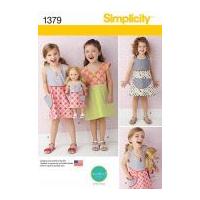 Simplicity Girls & Dolls Easy Sewing Pattern 1379 Matching Dresses