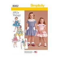 Simplicity Girls Sewing Pattern 8062 1950's Vintage Style Dresses