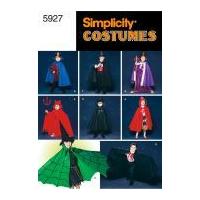 Simplicity Childrens Sewing Pattern 5927 One Piece Cape Costumes