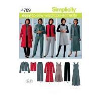 Simplicity Ladies Sewing Pattern 4789 Pants, Waistcoat, Jacket, Coat & Dresses