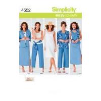 Simplicity Ladies Easy Sewing Pattern 4552 Dress, Top, Kimono Jacket, Pants, Skirt, Scarf & Sash