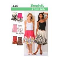 Simplicity Ladies Easy Sewing Pattern 4236 Slim, Full & Half Circle Skirts