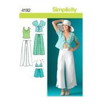 Simplicity Ladies Sewing Pattern 4192 Wrap Pants, Shorts, Kimono Top, Bra Top & Knit Top
