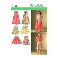 Simplicity Ladies Sewing Pattern 4188 Gored Skirts & Tie Belt