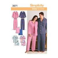 Simplicity Ladies & Men's Easy Sewing Pattern 3971 Pyjamas Sleepwear