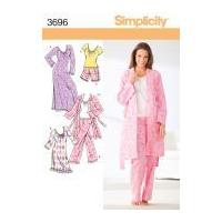 simplicity ladies sewing pattern 3696 pyjamas nightgown dressing gown