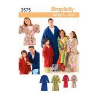 Simplicity Men's, Ladies, Teenagers & Childrens Easy Sewing Pattern 3575 Dressing Gowns