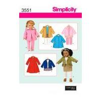 Simplicity Crafts Sewing Pattern 3551 Doll Clothes Outdoor Clothing