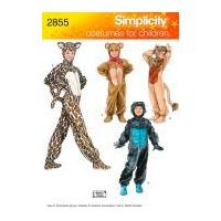 Simplicity Childrens Sewing Pattern 2855 Gorilla, Lion, Bear & Cat Costumes