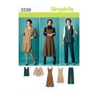 Simplicity Ladies Sewing Pattern 2539 Dresses, Jacket, Waistcoat & Trouser Pants