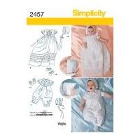 Simplicity Baby Sewing Pattern 2457 Christening Dress, Romper, Bonnet & Shoes