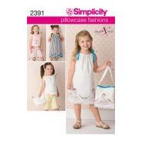 Simplicity Childrens Easy Sewing Pattern 2391 Pillowcase Dress, Tops, Pants & Bag
