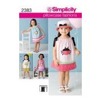 Simplicity Childrens Easy Sewing Pattern 2383 Pillowcase Dresses, Appliques & Hats