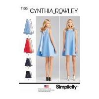 Simplicity Ladies Sewing Pattern 1105 Very Loose Fitting Dresses, Top & Skirt