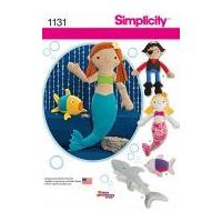 Simplicity Easy Sewing Pattern 1131 Pirates, Mermaids, Shark & Fish Soft Toys