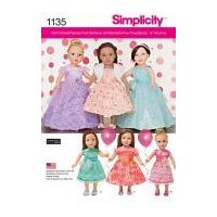 Simplicity Craft Easy Sewing Pattern 1135 Doll Clothes Fancy Party Dresses
