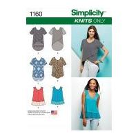 Simplicity Ladies Easy Sewing Pattern 1160 Jersey Knit Tops