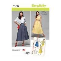 Simplicity Ladies Sewing Pattern 1166 1950's Vintage Style Top, Blouse & Skirt