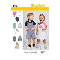 Simplicity Toddlers Sewing Pattern 1169 Bodysuits, Dungarees & Pinafores