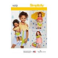 Simplicity Girls & Dolls Clothes Easy Sewing Pattern 1172 Flower Applique Dresses