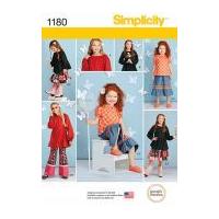 simplicity girls sewing pattern 1180 casual tops pants shorts skirts