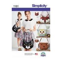 Simplicity Accessories Sewing Pattern 1181 Novelty Animal Face Handbags