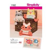 Simplicity Homeware Easy Sewing Pattern 1182 Novelty Animal Shape Cushions