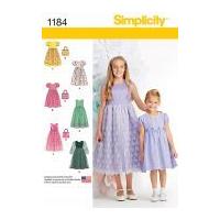 Simplicity Girls Sewing Pattern 1184 Pretty Dresses & Matching Handbags