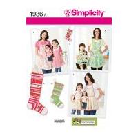 Simplicity Ladies & Girls Easy Sewing Pattern 1936 Matching Aprons & Stockings