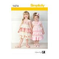 Simplicity Childrens Sewing Pattern 1474 Pretty Lacey Dresses & Headband