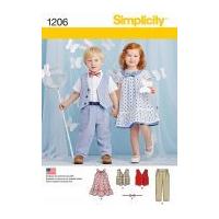 Simplicity Baby & Toddler Sewing Pattern 1206 Dress, Waistcoat, Trousers & Bow Tie