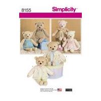 Simplicity Crafts Sewing Pattern 8155 Stuffed Bears with Clothes Toys