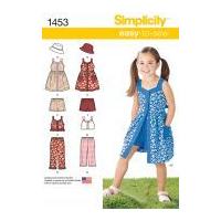 simplicity childrens sewing pattern 1453 dresses tops shorts pants hat
