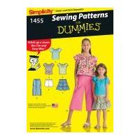Simplicity Childrens Easy Sewing Pattern 1455 Tops, Skirts, Cropped Pants & Shorts