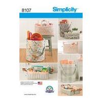 simplicity home easy sewing pattern 8107 bucket basket tote organizers