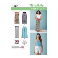 Simplicity Ladies Easy Sewing Pattern 1367 Maxi Skirts, Pants & Shorts