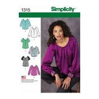 simplicity ladies sewing pattern 1315 summer tops in 6 styles