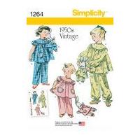 Simplicity Childrens Sewing Pattern 1264 1950's Vintage Style Pyjamas